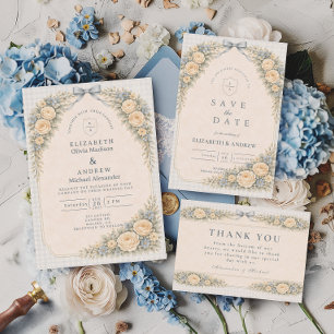 Carte De Remerciements Mariage romantique sous une arche de roses