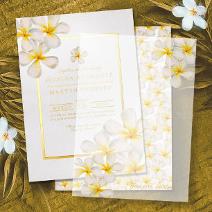 Invitation Frangipani blanc mariage d'art des fleurs tropical