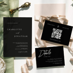 Invitation Mariage simple moderne noir et blanc