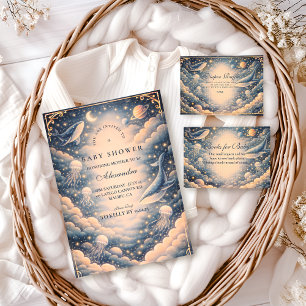 Invitation Baby Shower Océan Spatial Baleines