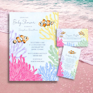 Invitation Aquarelle mignonne Baby shower de poisson clown tr