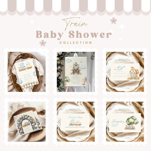 Serviette En Papier Baby shower du train Watercolor