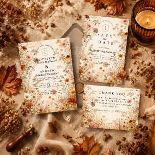Cartons Réponse Mariage Floral Automnal Romantique