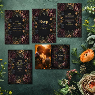 Invitation Tout En Un Mariage de charpente florale gothique victorien