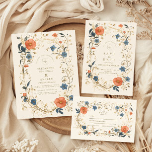 Invitation Vintage Floral Fern Mariage