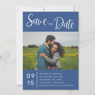 Invitation Modern Three Blue Hearts Mariage photo