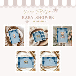 Invitation Denim Teddy Bear Baby shower