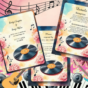Invitation mariage d'aquarelle musicale florale