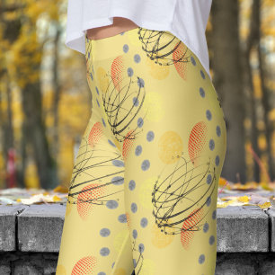 Leggings Motif de tourbillon atomique jaune chic