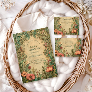 Carte D'accompagnement Tirage au sort floral Art nouveau vintage 