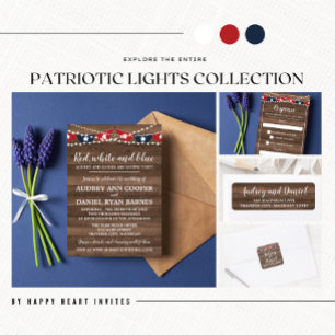 Invitation Lumières patriotiques Quart juillet Mariage photo