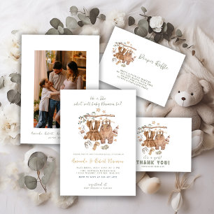 Carte De Remerciements Boho Minimaliste Nouveau bébé Douche Garçon Clothe