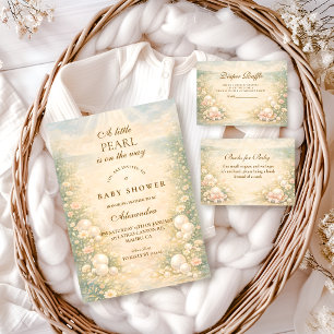 Invitation Fête de Naissance de Nursery Perle Océan Rêveuse