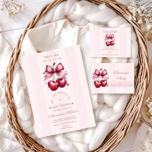 Carte D'accompagnement Chic Coquette cerise sur le Baby shower supérieur