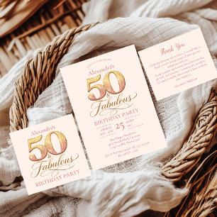 Invitation Rose Gold Élégant 50e Anniversaire