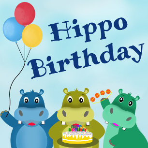Sticker Carton mignon Safari Hippo Anniversaire