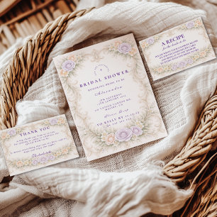 Carte De Remerciements Fête de mariage Lavender Rose Baroque