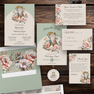 Cartons Réponse Boho Floral Western Cowgirl Bottes Monogramme