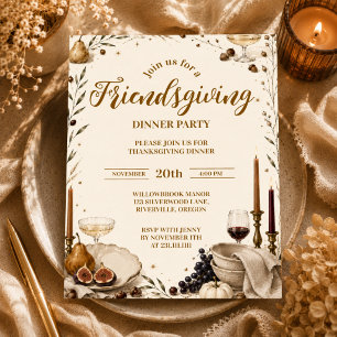 Serviette En Papier Dîner raffiné de Friendsgiving dans un style minim