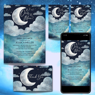 Sticker Rond Baby shower de galaxie de lune merci pour