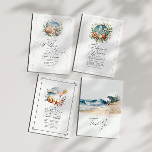 Carte De Remerciements Coastal Chic Beach Wedding Photo