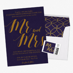 Invitation Marine Blue Rustic Chic M. et M. Gay Mariage