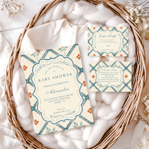 Carte D'accompagnement Tirage au sort de fleurs sarcelle vintage