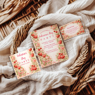 Invitation Fête de la Saint-Valentin aux fraises et aux amour