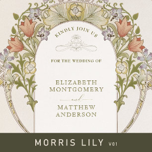 Invitation Enregistrer la date Art Nouveau William Morris