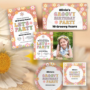 Assiettes En Carton Super Daisies Hippie Photo Girl'anniversaire