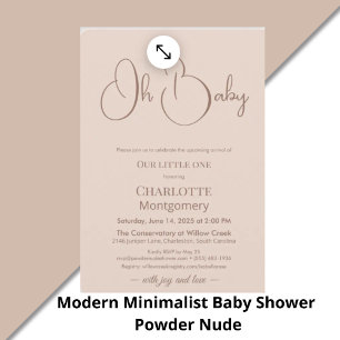 Bandeau De Faire-part Baby-Shower Minimaliste Moderne   Rose Poudre