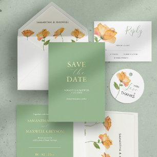 Invitation En Aluminium Mariage minimaliste de plage marine verte