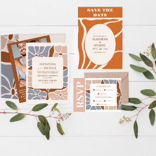 Invitation QR Code Boho Chic Retro Mariage floral