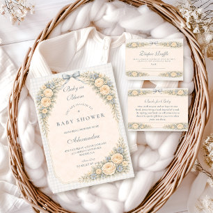 Invitation Fête de naissance de Dusty Blue Rose Arch