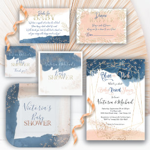 Serviette En Papier Navy Blush Gold Bébé Reveal Douche invitation