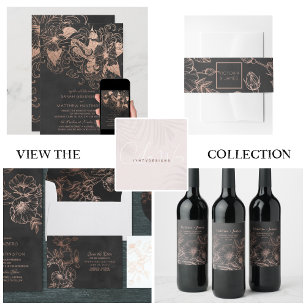 Rose Gold Foil Floral Koi Faire-part de mariage