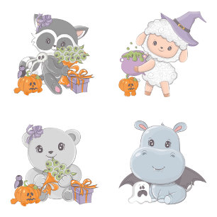 Invitation Halloween Hippopotamus Little Boo Baby shower