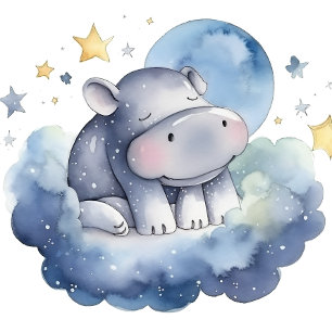 Badge Rond 7,6 Cm Baby shower Hippo bébé mignon