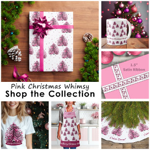 Mug Joyeux sapin rose personnalisé