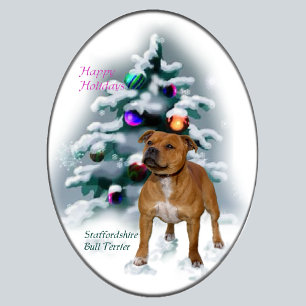 Cartes Pour Fêtes Annuelles Staffordshire Bull Terrier Cadeaux de Noël