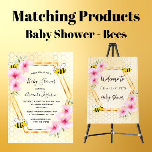 Invitation Baby shower de fleurs roses de nid d'abeille