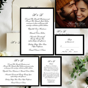 Invitation Cadre noir classique Mariage de monogramme officie