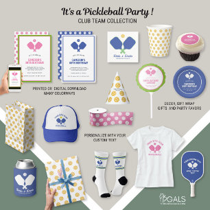 Invitation Pickleball Party Paddles Rose Blanc Personnalisé