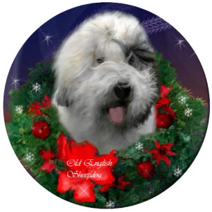 Cartes Pour Fêtes Annuelles Vieux anglais Sheepdog Cadeaux de Noël