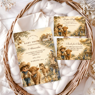 Invitation Baby Shower Western Boho Garçon Rustique