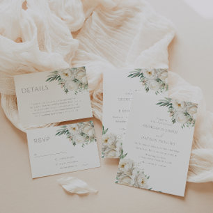 Invitation Mariage de luxe Floral Blanc Premium Sage