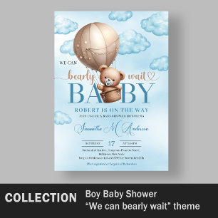 Carte D'accompagnement Jolie aquarelle brun ours en peluche montgolfière