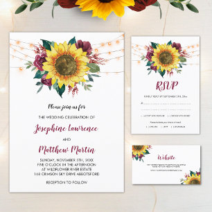 Invitation Magnétique Fleur de tournesol rustique Mariage