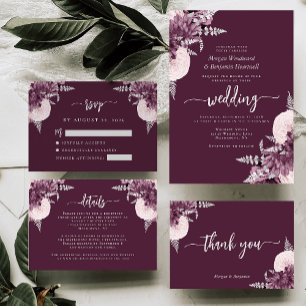 Carte D'accompagnement Détails de mariage floraux argent mauve