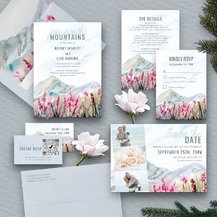 Invitation Rejoignez-nous dans le Mariage d'aquarelle Mountai